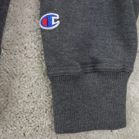 Champion Hoodie Mens Medium Grey Long Sleeve Drawstring Pullover Fleece Logo - Picture 3 of 9